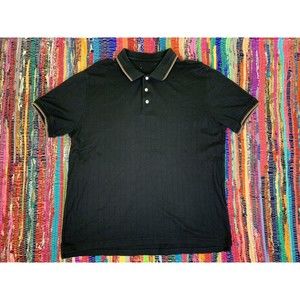 Mens Black T-Shirt Size XL Short Sleeve Collared 3/4 Buttons